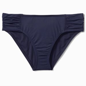 Tommy Bahama Pearl High Waist Side Shirred Bikini Bottom, Mare Navy, Large, NWT